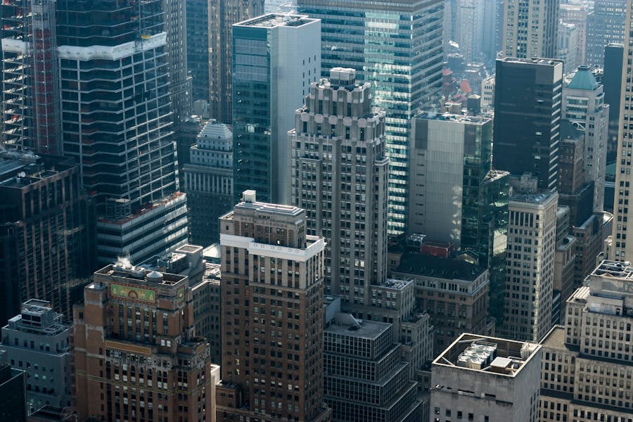 An aerial view of New York during the day.
